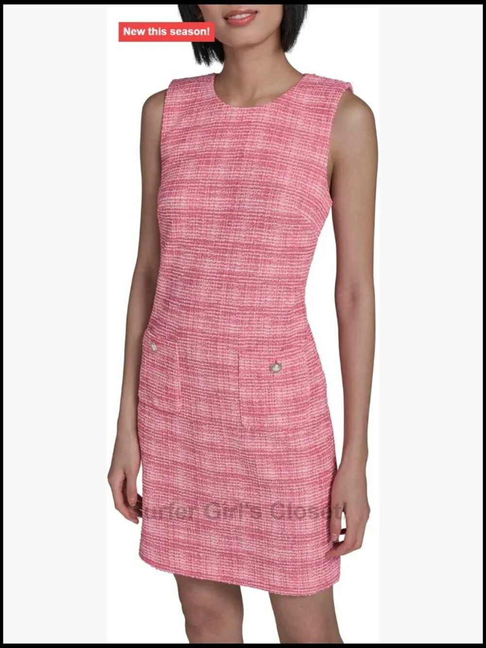 Sleeveless Tweed A-Line Mini Dress Round Neck Workwear